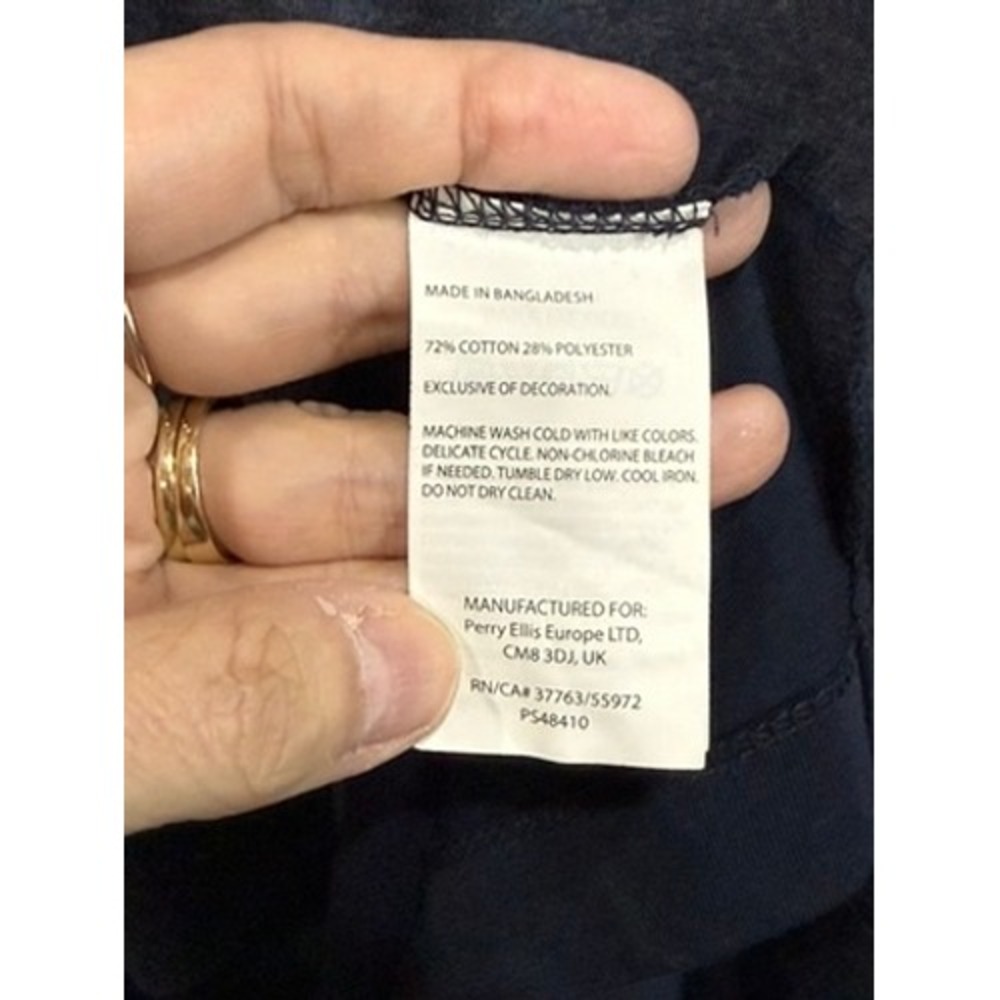 Perry Ellis Men XL Blue Colorblock Knit Polo Shirt Heathered Cotton Blend Preppy - Picture 4 of 7